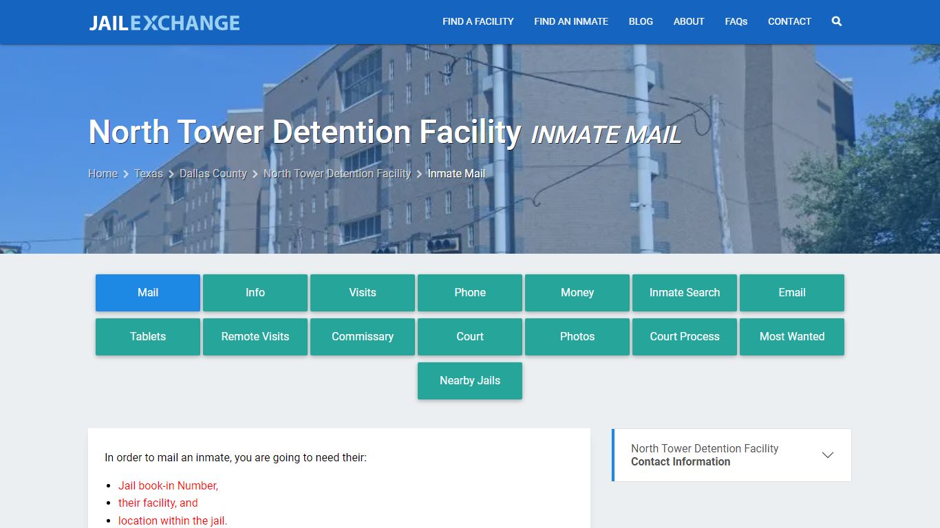 Inmate Mail - North Tower Detention Facility, TX - Jail Exchange